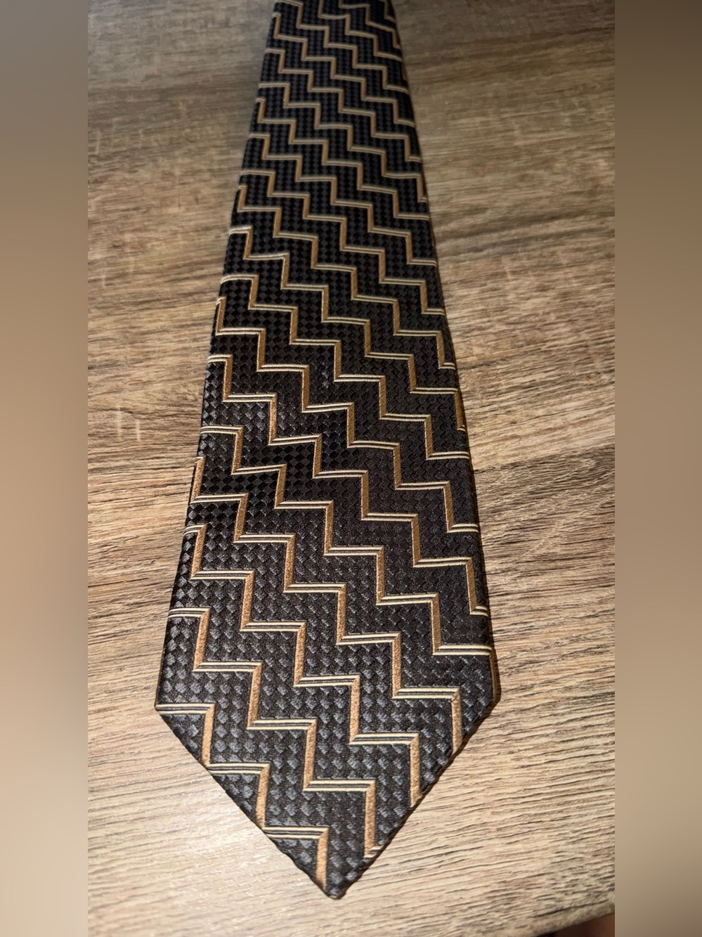 Ermenegildo Zegna Brown and Black Chevron Silk Tie